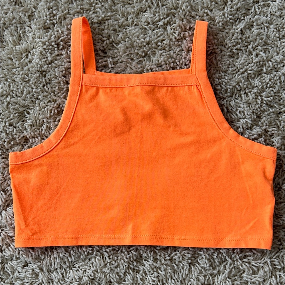 Zara girls Neon Orange Cropped Tank Top Size 9